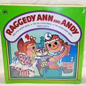 Raggedy Ann & Andy 6 Books + Finger Puppets 1977 Vtg NEW Sealed box set Canada